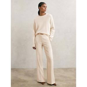 REISS Leona Flared Knot-Hardware Belted Trousers